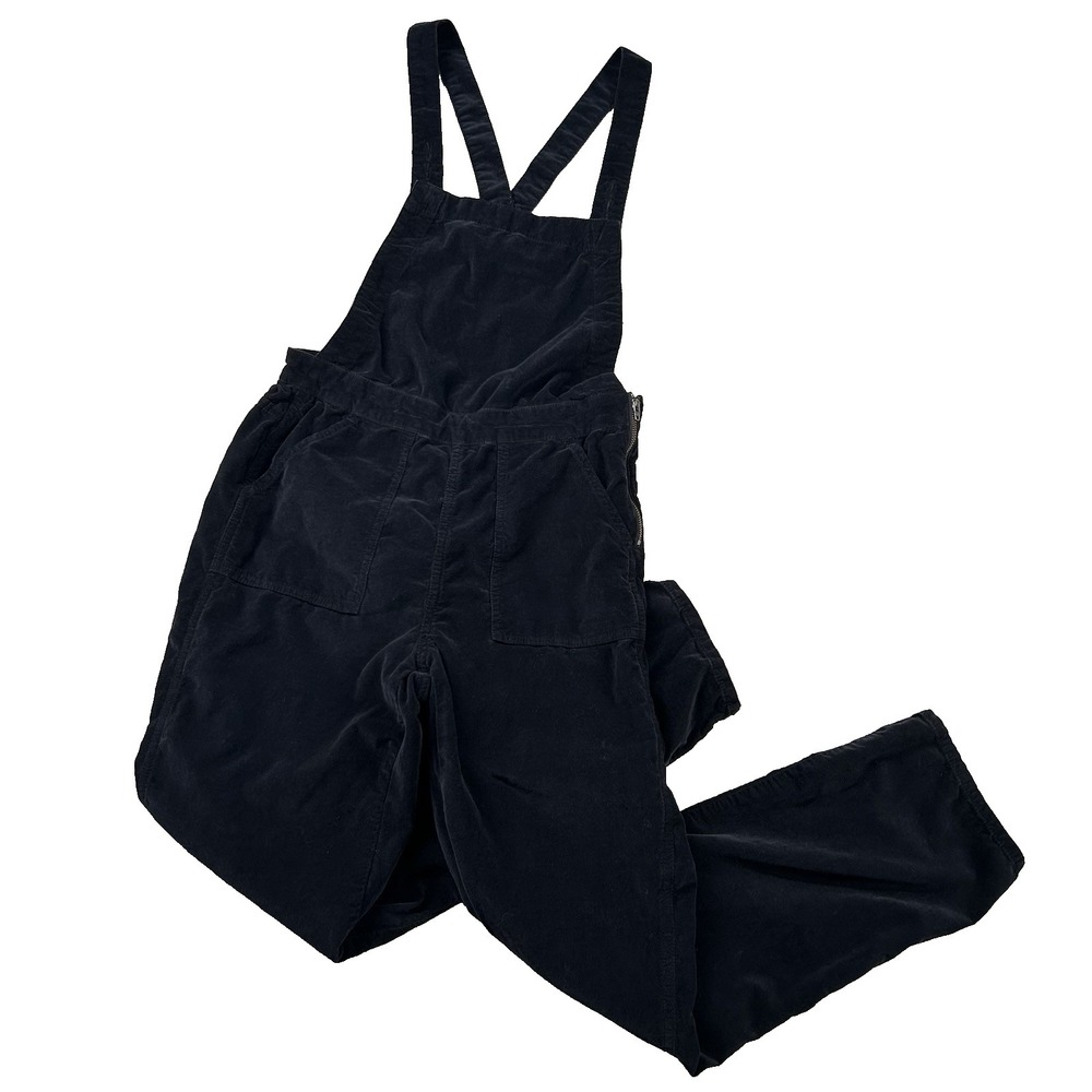 Madewell Overalls Womens Sm Velvet Taper Leg Black Jumpsuit Side Zip Farmer Boho